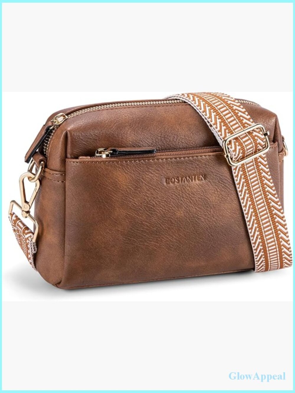 Small Crossbody Purse Triple Zip Vegan Leather Handbag with Guitar Strap
